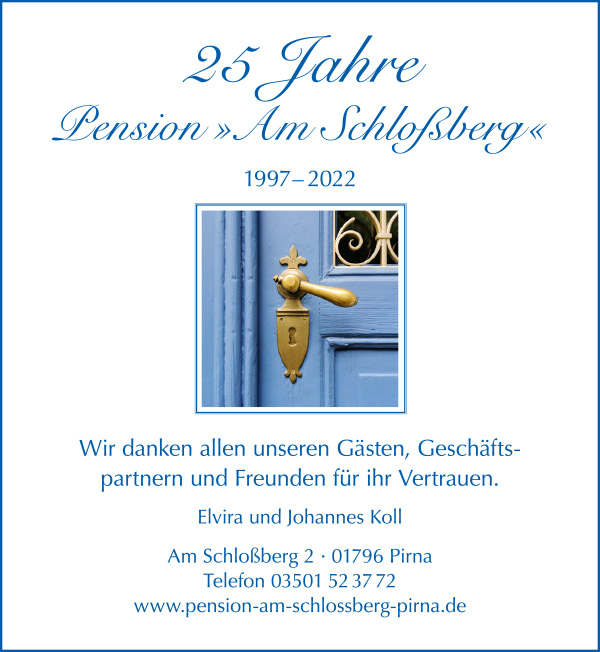 Anzeige der Pension Am Schloßberg in Pirna / Altstadt